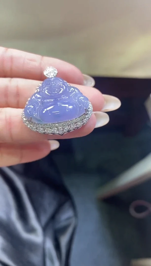 翡翠18K金镶嵌吊坠(不含链)佛公