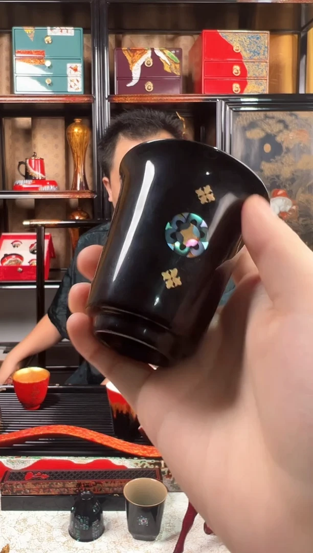 非遗太古大漆螺钿镶嵌杯