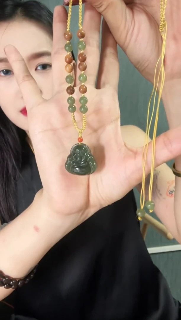 和田玉未镶嵌项链编绳款款佛公25