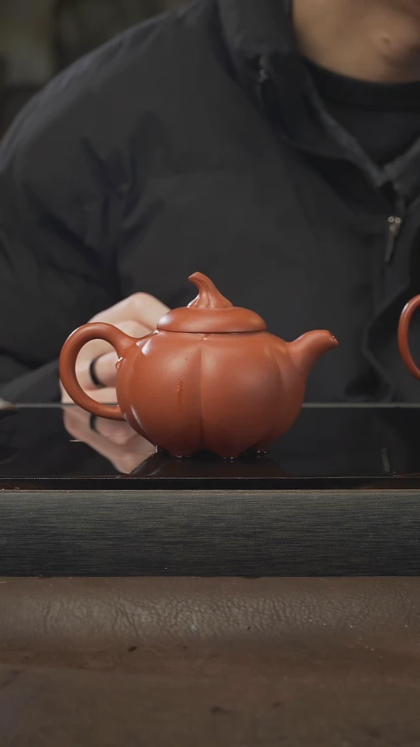 茶壶紫砂南瓜，朱泥，220cc