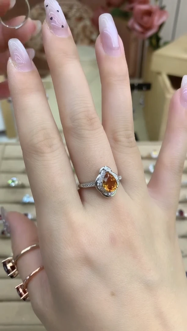 银S925镶嵌戒指黄晶黄水晶