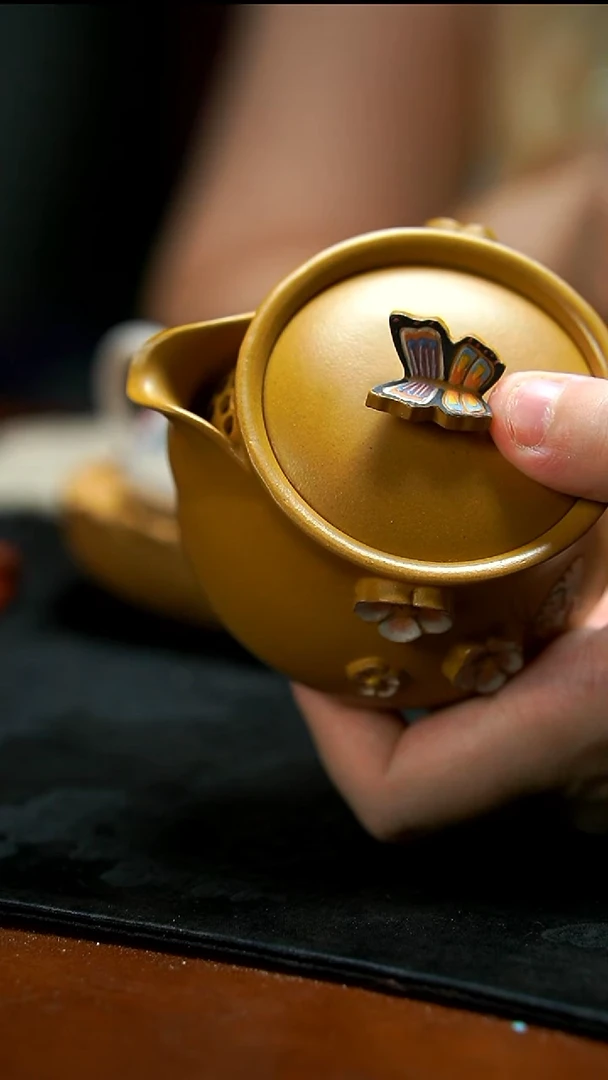 茶壶紫砂黄金段花花宝瓶