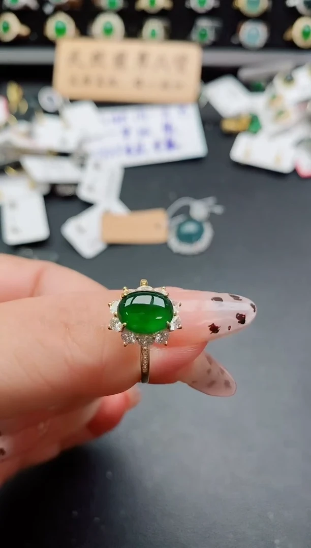 银S925镶嵌戒指翡翠1