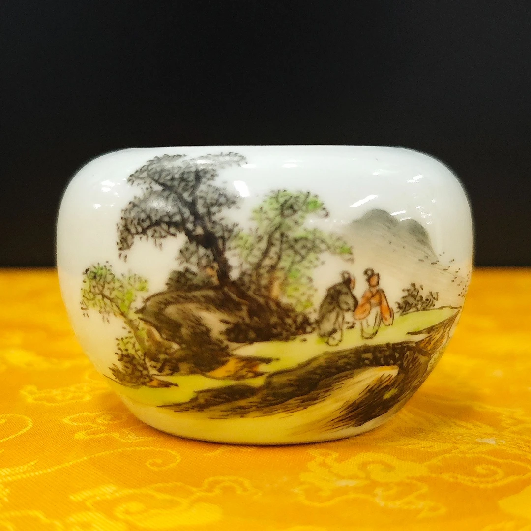 民国 粉彩山水水盂古陶瓷W-