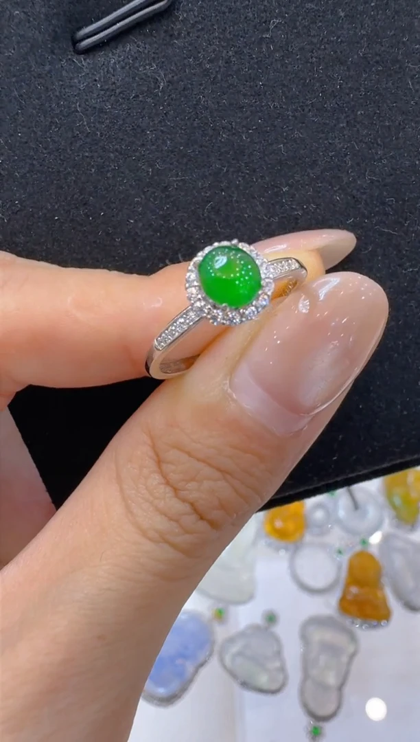 翡翠戒指银S925镶嵌多样性团购发一件