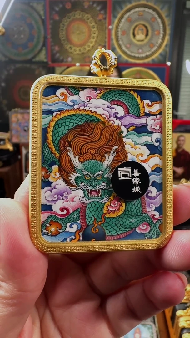 吊坠壹善缘城手绘唐卡龙