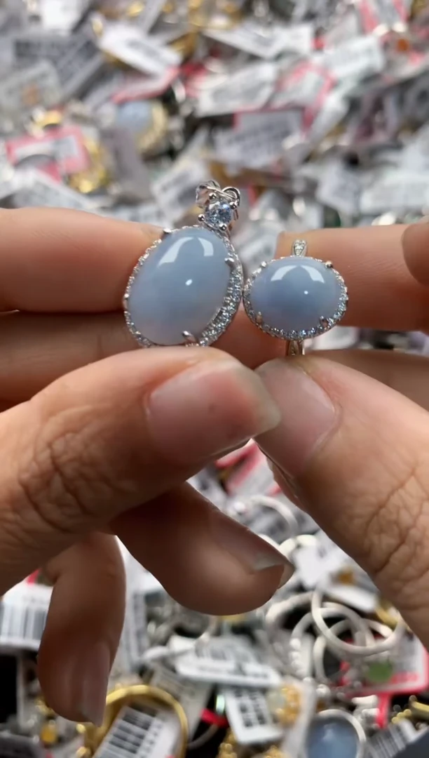 银S925镶嵌戒指翡翠14      2