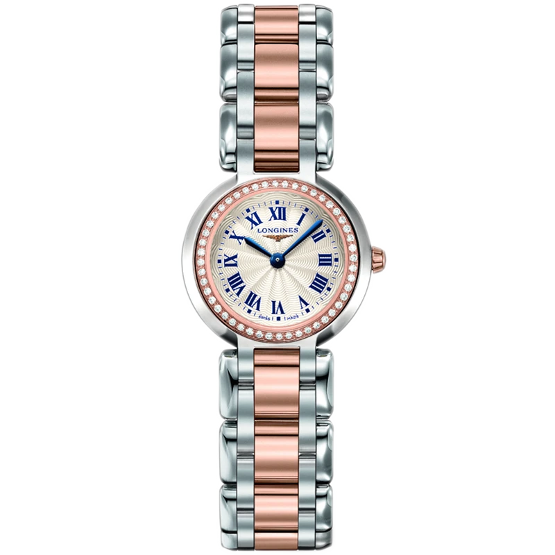 99新 Longines/浪琴 盒证优雅间玫瑰金圈钻石英女表l8.109.5.79.6