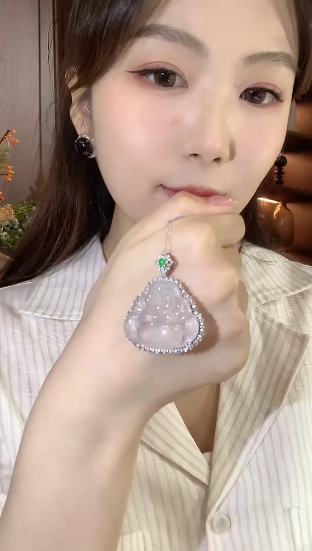 吊坠(不含链)18K金镶嵌翡翠C60翡翠