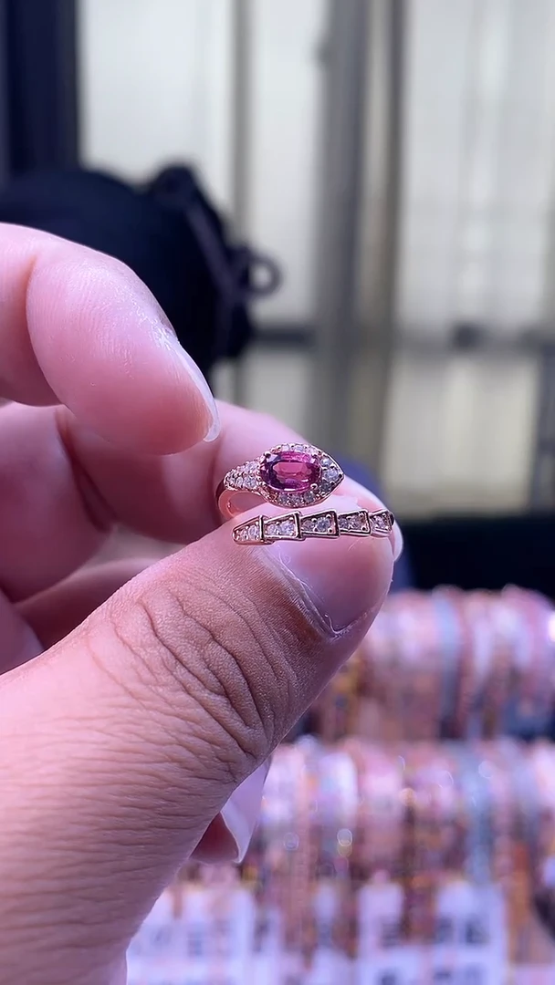 戒指银S925镶嵌碧玺35434535354