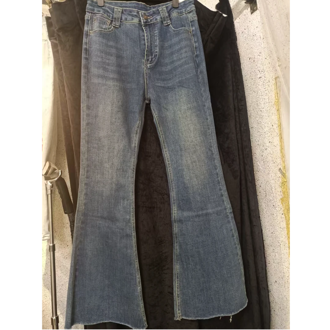 秋季新款高腰微喇牛仔裤女显瘦百搭喇叭裤