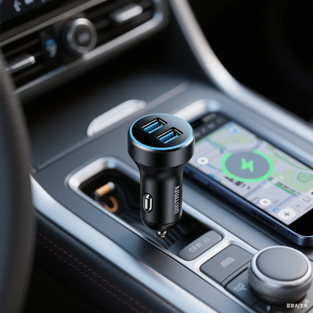 车载充电器一拖二双USB口30W点烟器快充转换器插头