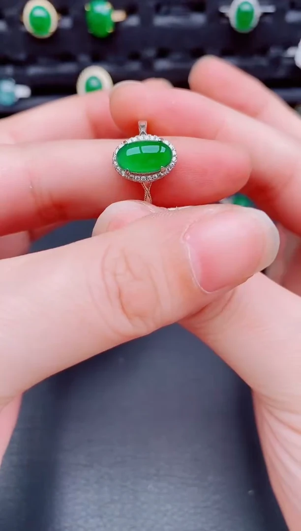 【闪购商品】翡翠戒指银S925镶嵌天然a货翡翠212