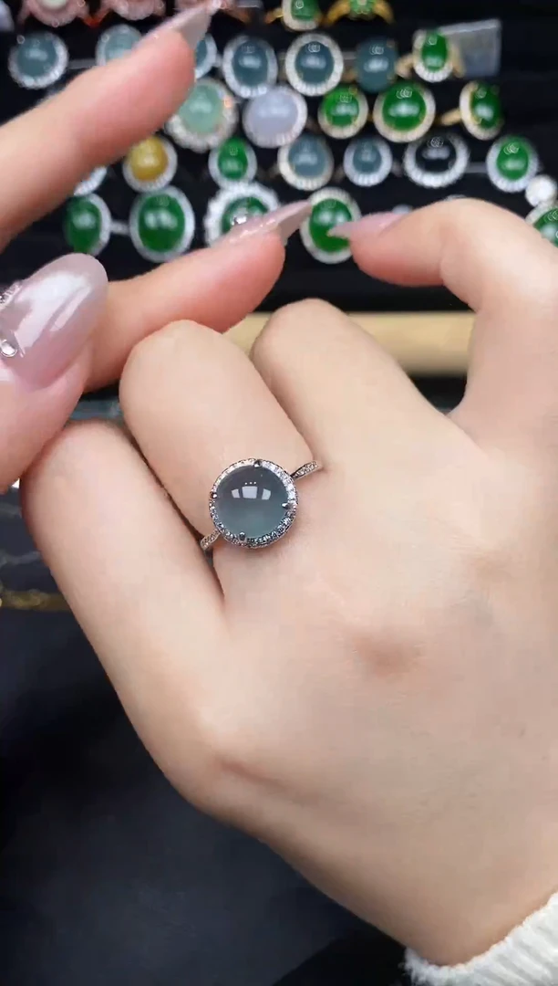 银S925镶嵌戒指翡翠237838