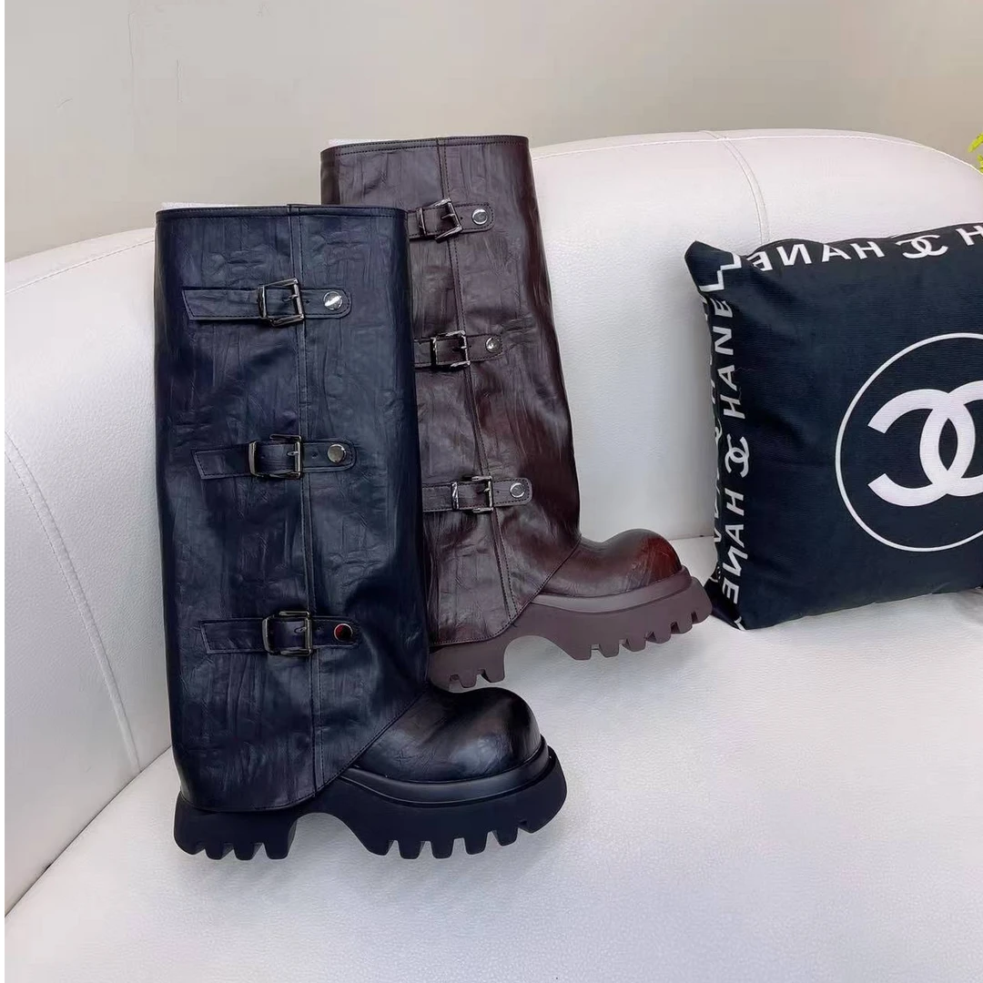 2025秋冬隐形增高厚底百搭时尚休闲裤管长筒靴女士