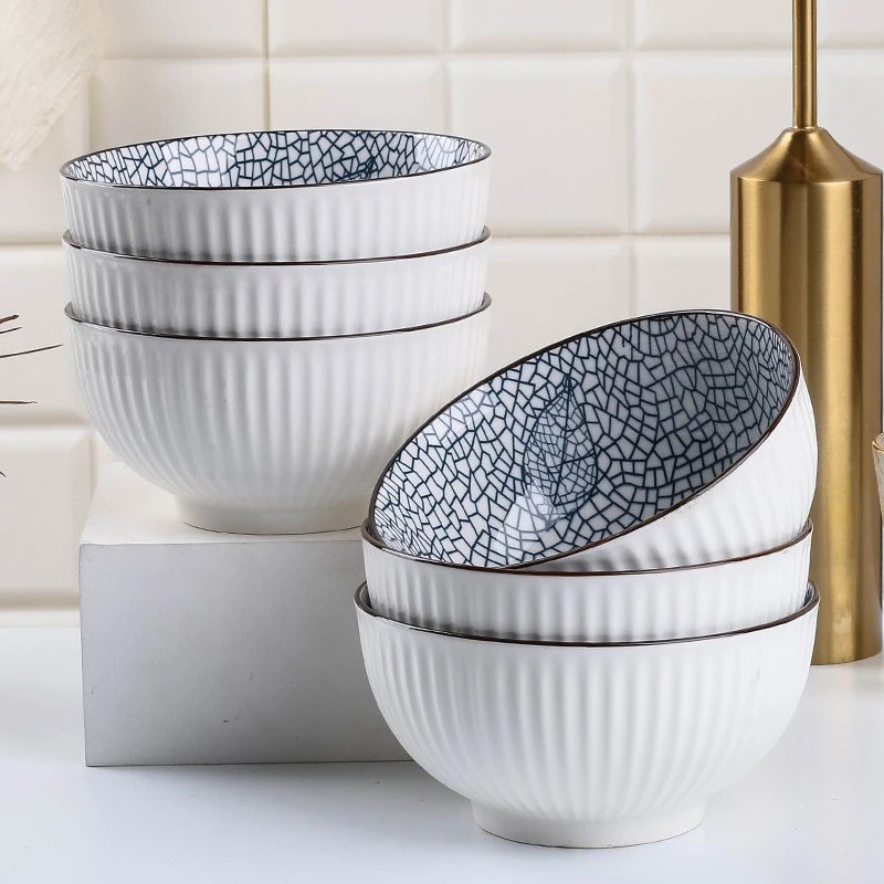 【花色008】枫叶4.5英寸碗8只蓝色陶瓷釉下彩米饭碗T041