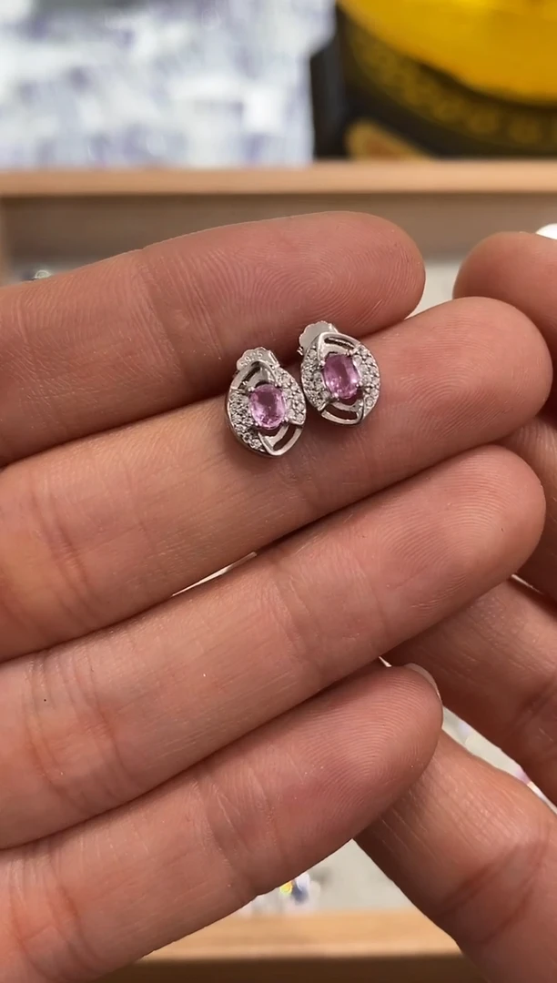 耳饰蓝宝石银S925镶嵌耳饰