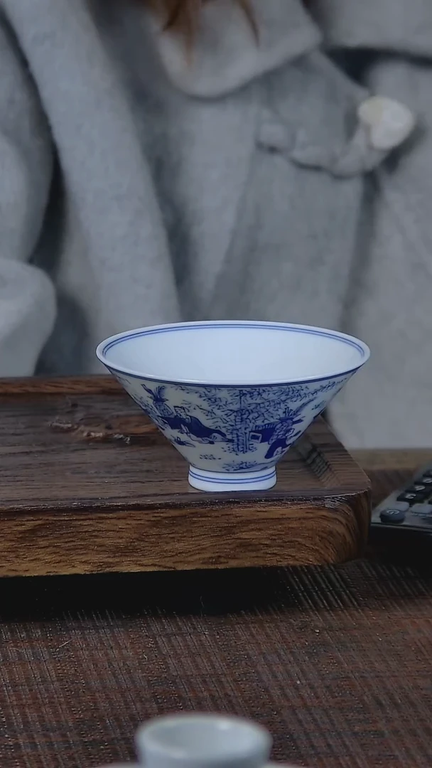 【闪购商品】折葵非器手工手绘竹林七贤斗笠杯