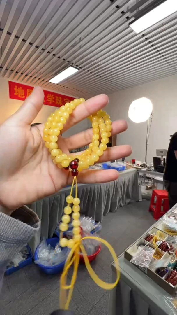 手链蜜蜡未镶嵌6mm俄料鸡油黄蜜蜡108项链手链两用款