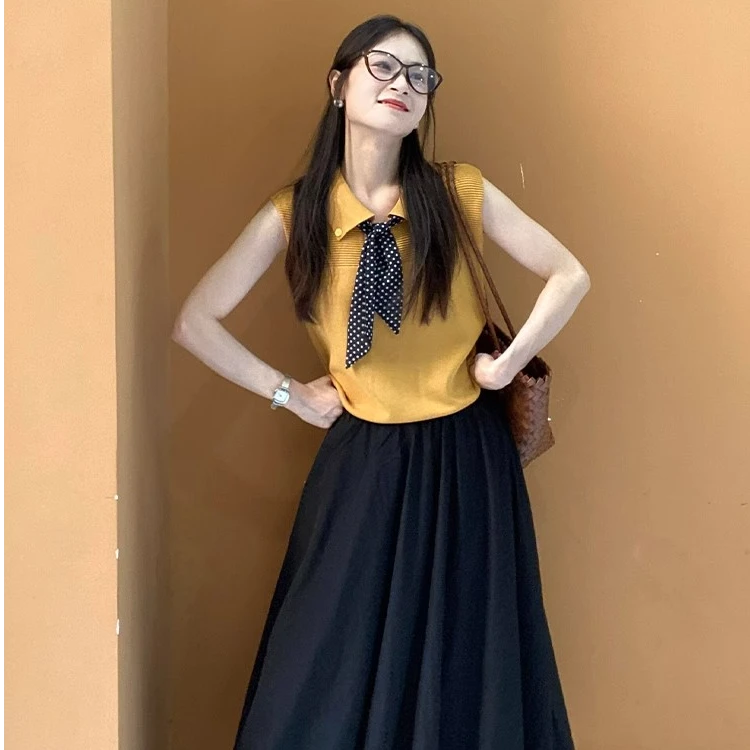 法式polo领正肩飞飞袖针织上衣女夏季新款设计感小众独特漂亮小衫