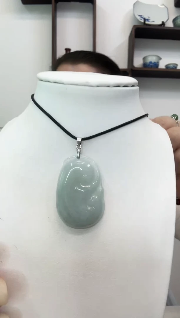 颈饰银S925镶嵌翡翠如意