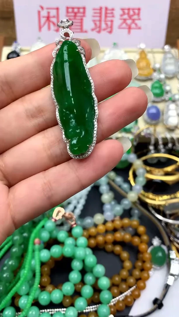 翡翠18K金镶嵌颈饰222-中国好珍宝