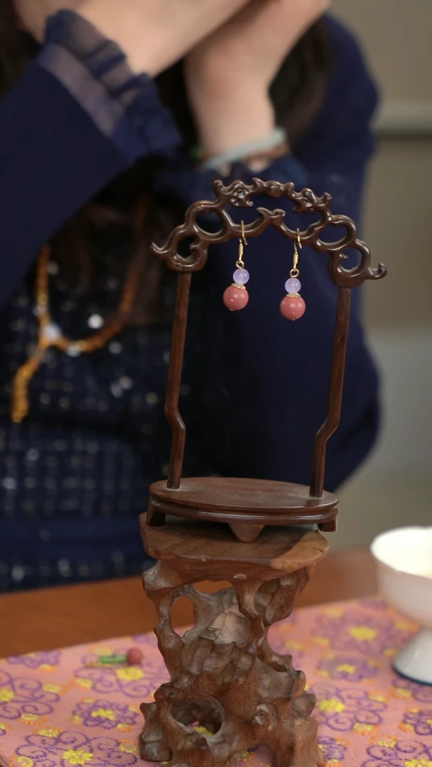 珠串苏梅短款耳坠