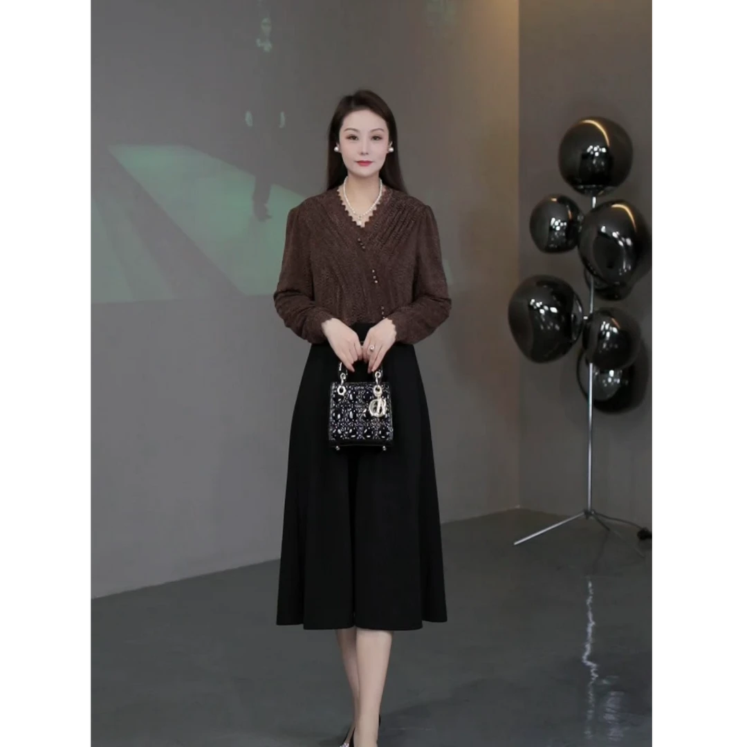 菲姐定制轻奢女装显瘦气质长袖轻奢时尚秋冬新款连衣裙241369