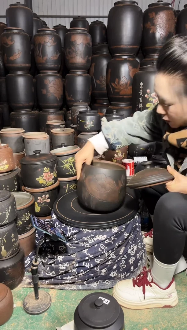 壶完品 茶叶罐 龙蛋 牡丹花