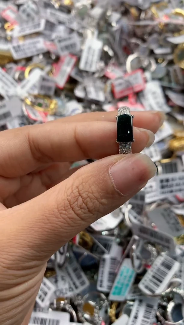 银S925镶嵌戒指翡翠888---6