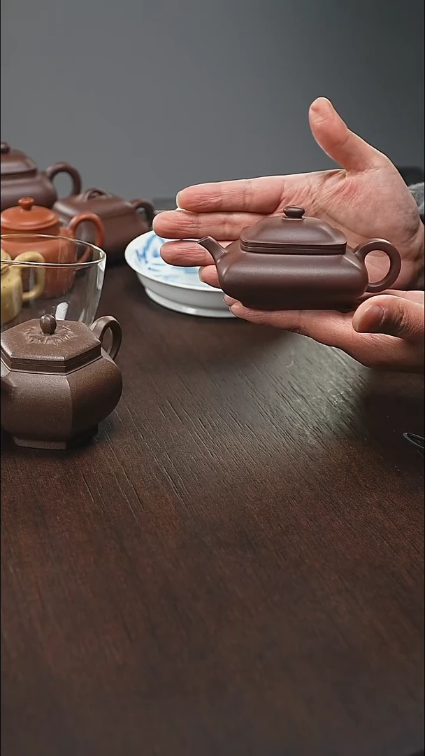 茶壶紫砂灰*四方韩灰老人150毫升微瑕
