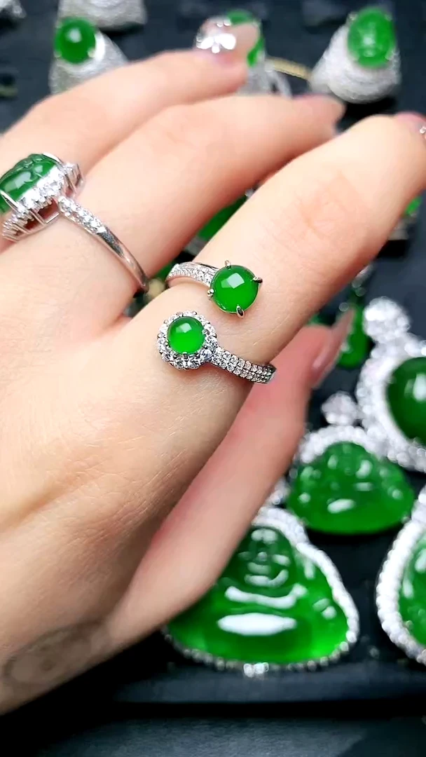 【闪购商品】翡翠戒指银S925镶嵌女戒