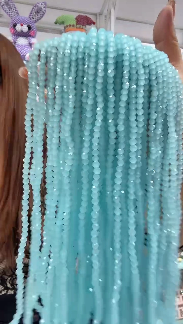 玻璃06161卡4水晶扁10条本色天青蓝玉