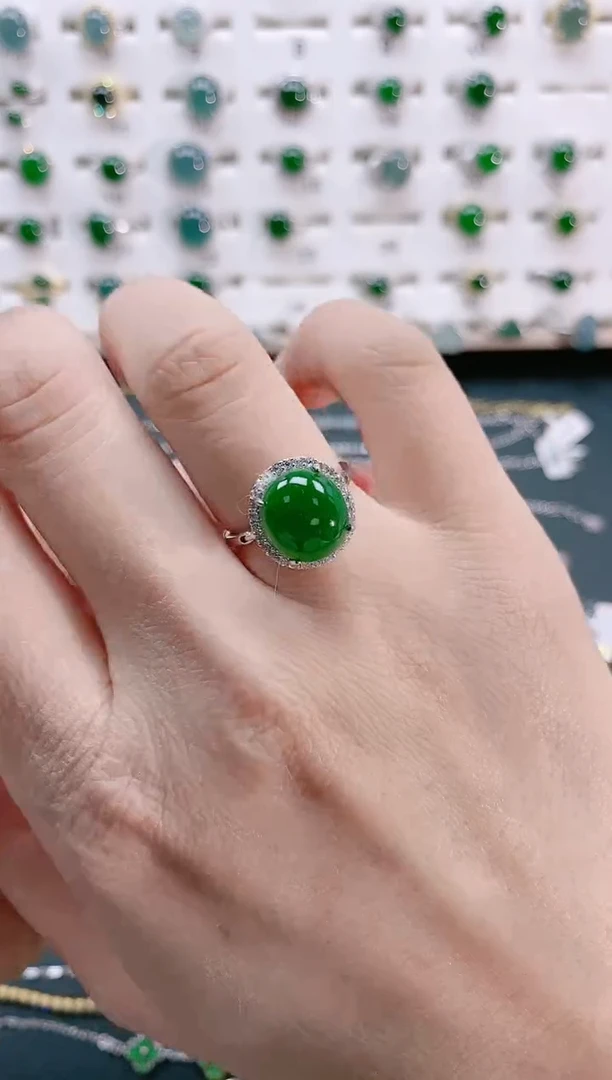 【闪购商品】翡翠戒指银S925镶嵌天然翡翠