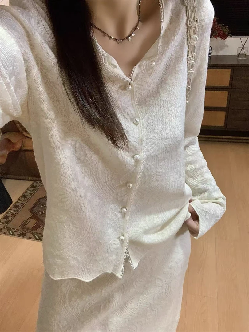 韩系高级感蕾丝花边羊毛针织衫秋冬新款针织时尚洋气女FC226
