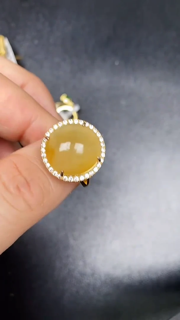 银S925镶嵌戒指翡翠3390