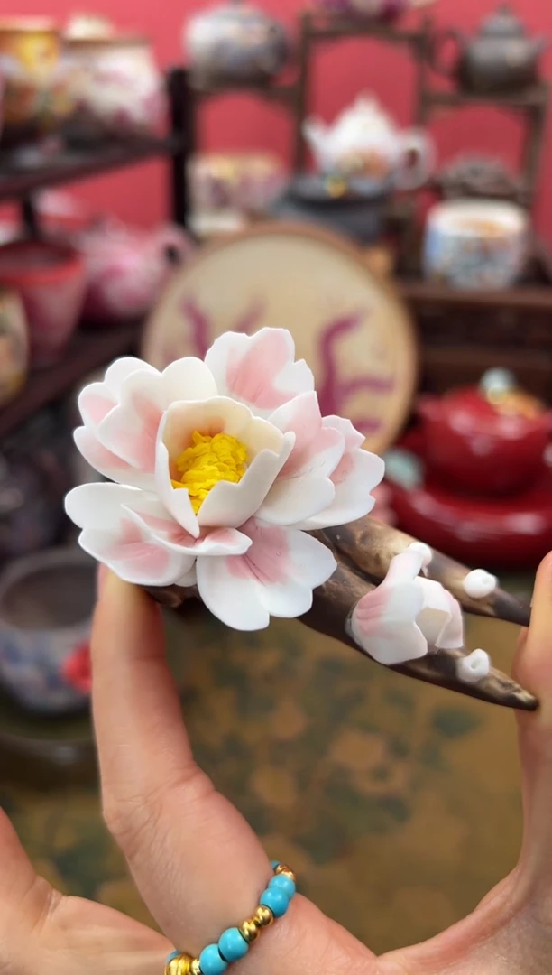 【闪购商品】手捏粉牡丹花枝香插