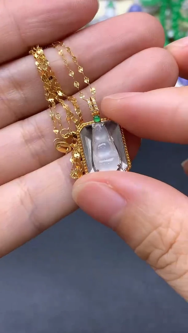 颈饰18K金镶嵌翡翠227-中国好珍宝