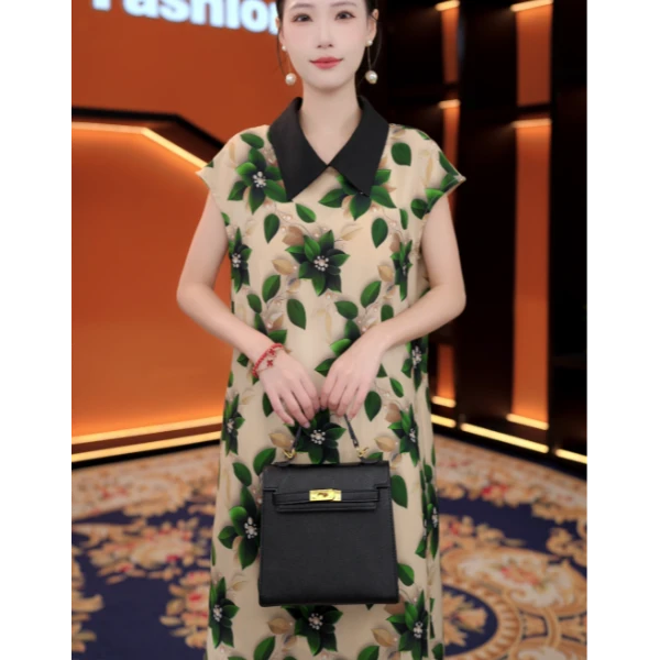 [送腰封]LYQ251309夏季新款大口袋时尚显瘦气质中长款连衣裙