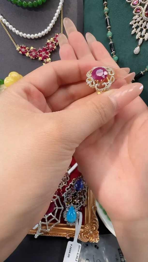 银S925镶嵌戒指红宝石戒指