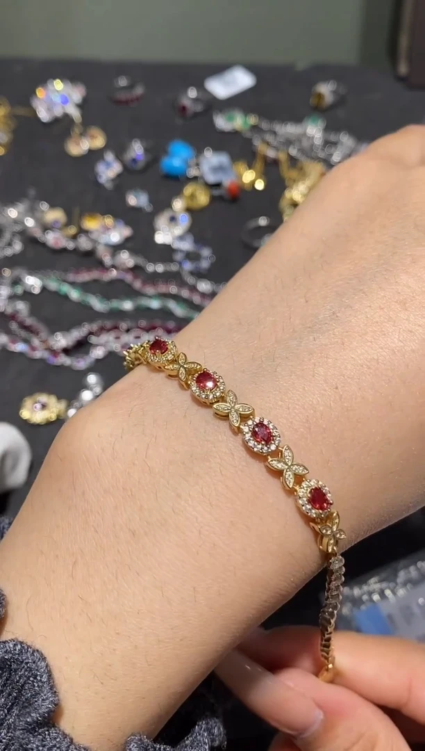 手链蓝宝石银S925镶嵌手链