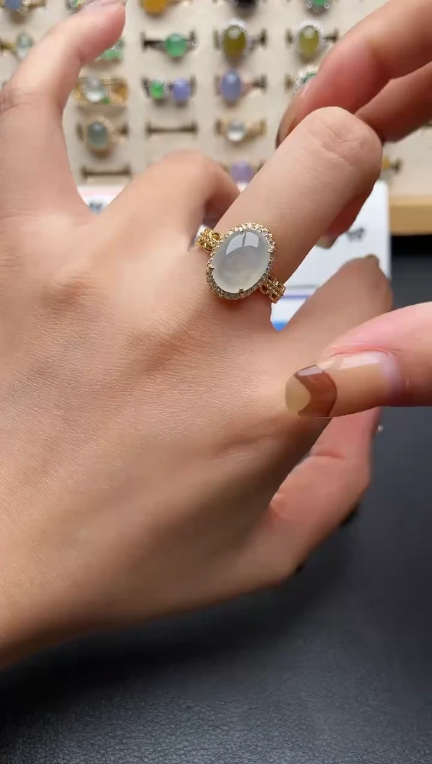 翡翠戒指银S925镶嵌一物一证一礼盒