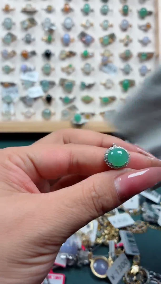 银S925镶嵌戒指翡翠.