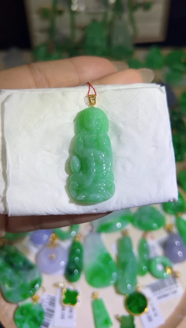 【闪购商品】翡翠颈饰18K金镶嵌Q缅料A货翡翠/支持复检/一件