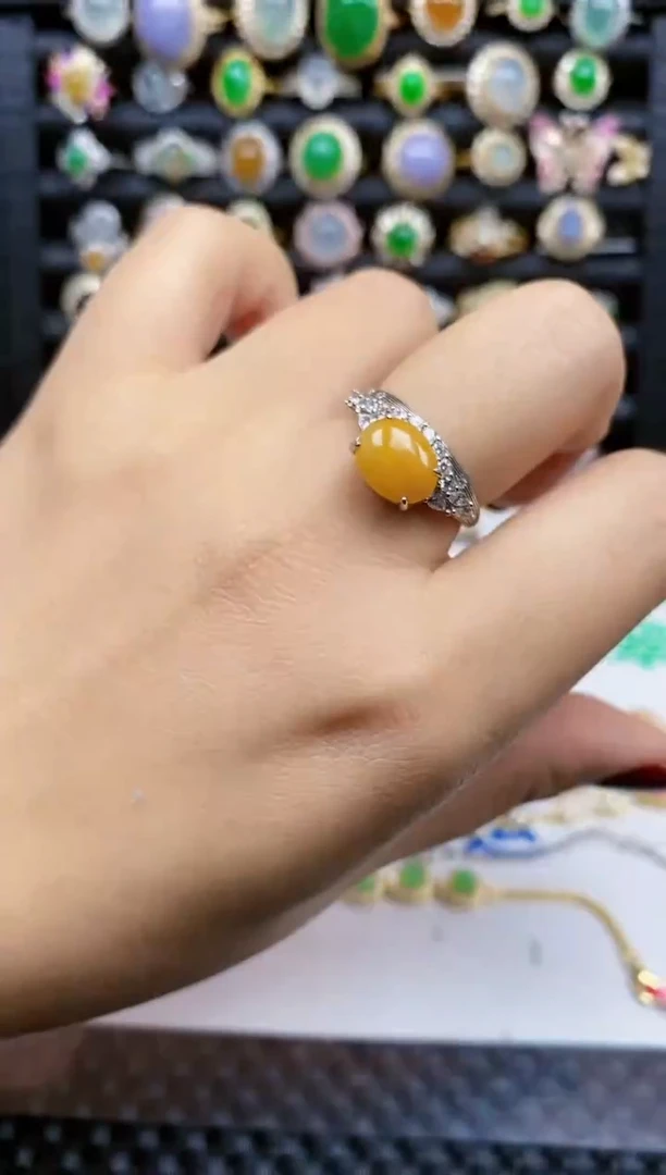 银S925镶嵌戒指翡翠424