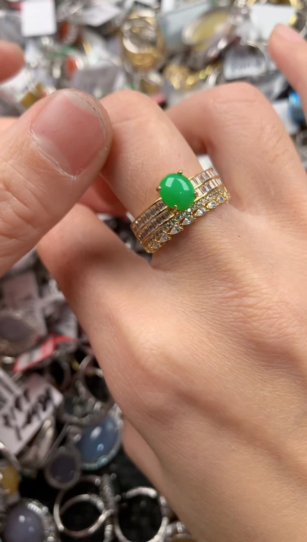 银S925镶嵌戒指翡翠333----8