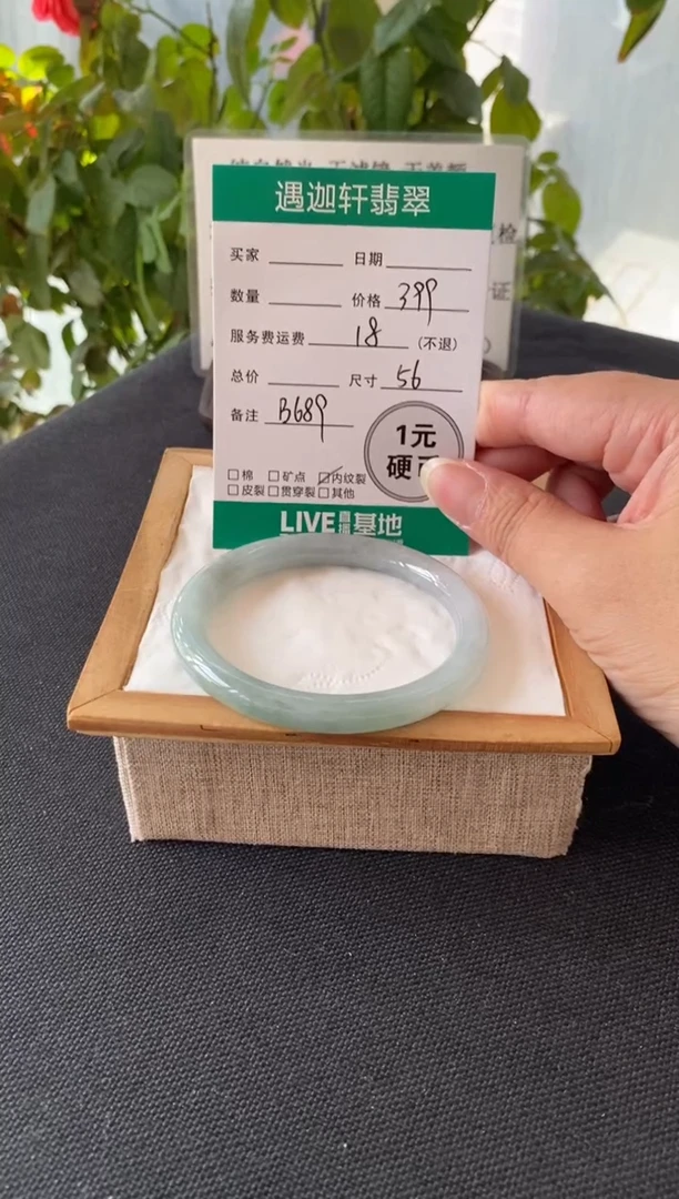 未镶嵌手镯翡翠56圈口B689编码