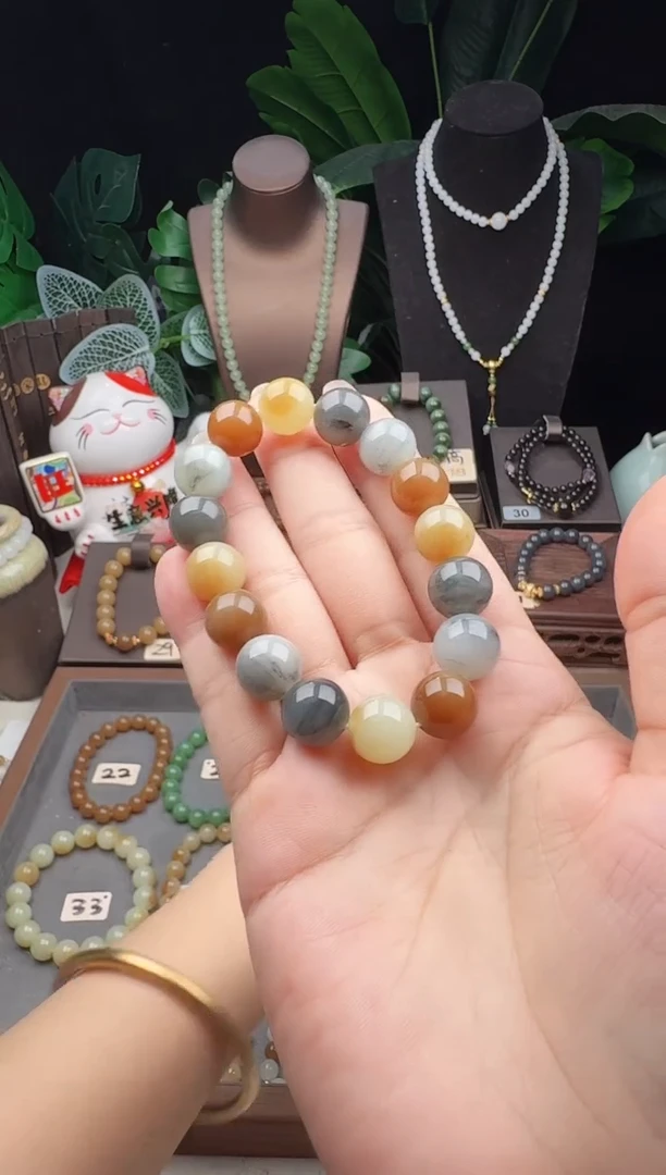 未镶嵌手串和田玉精品12m左右楼兰风多宝手串