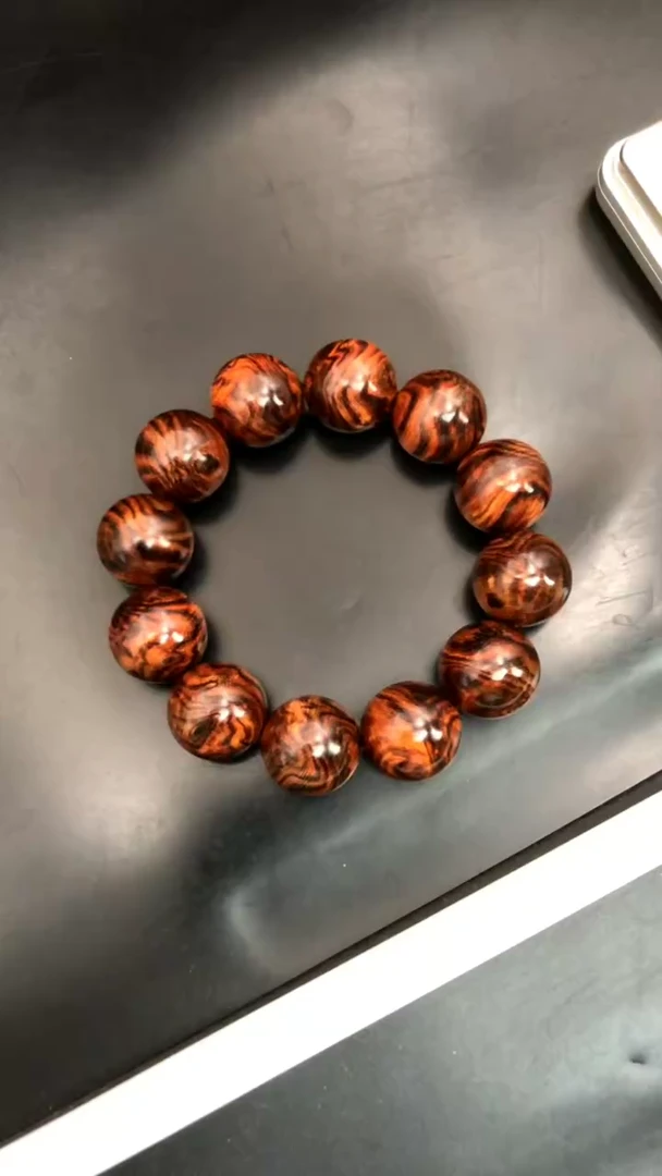 手串/手链黄花梨/降香黄檀挑**来海黄中性料2,0山水乱纹沉水精串