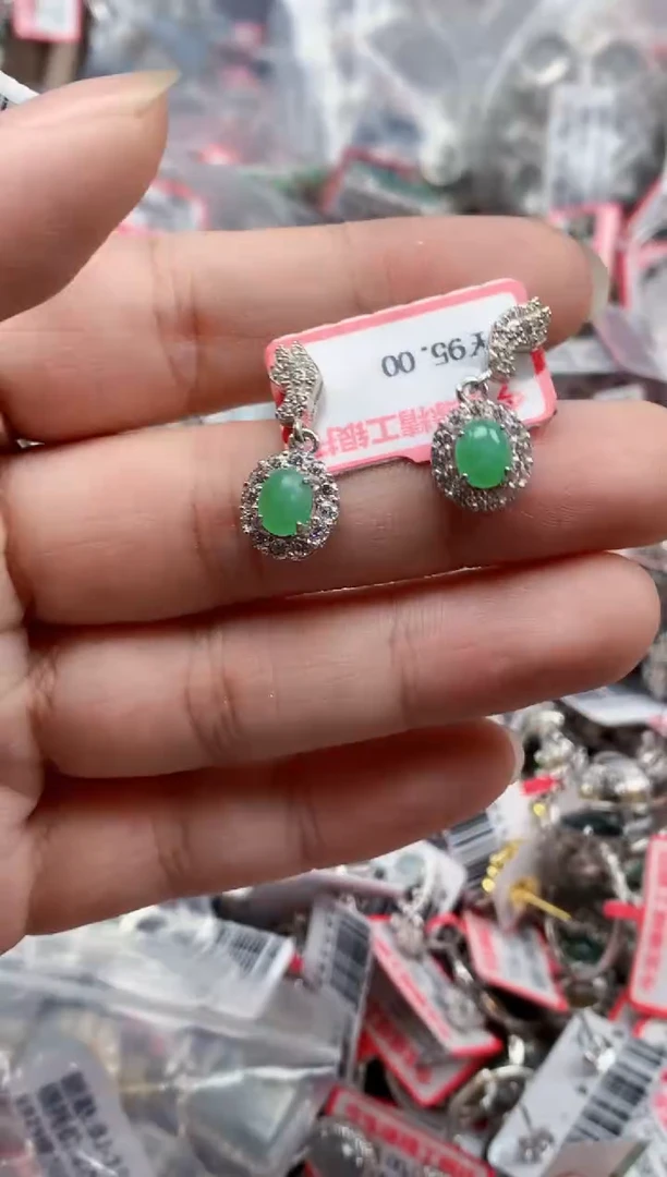 银S925镶嵌戒指翡翠天然A货缅甸翡翠